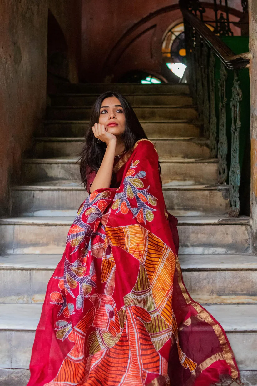 Batik Chanderi saree – Narmada- Heeranya