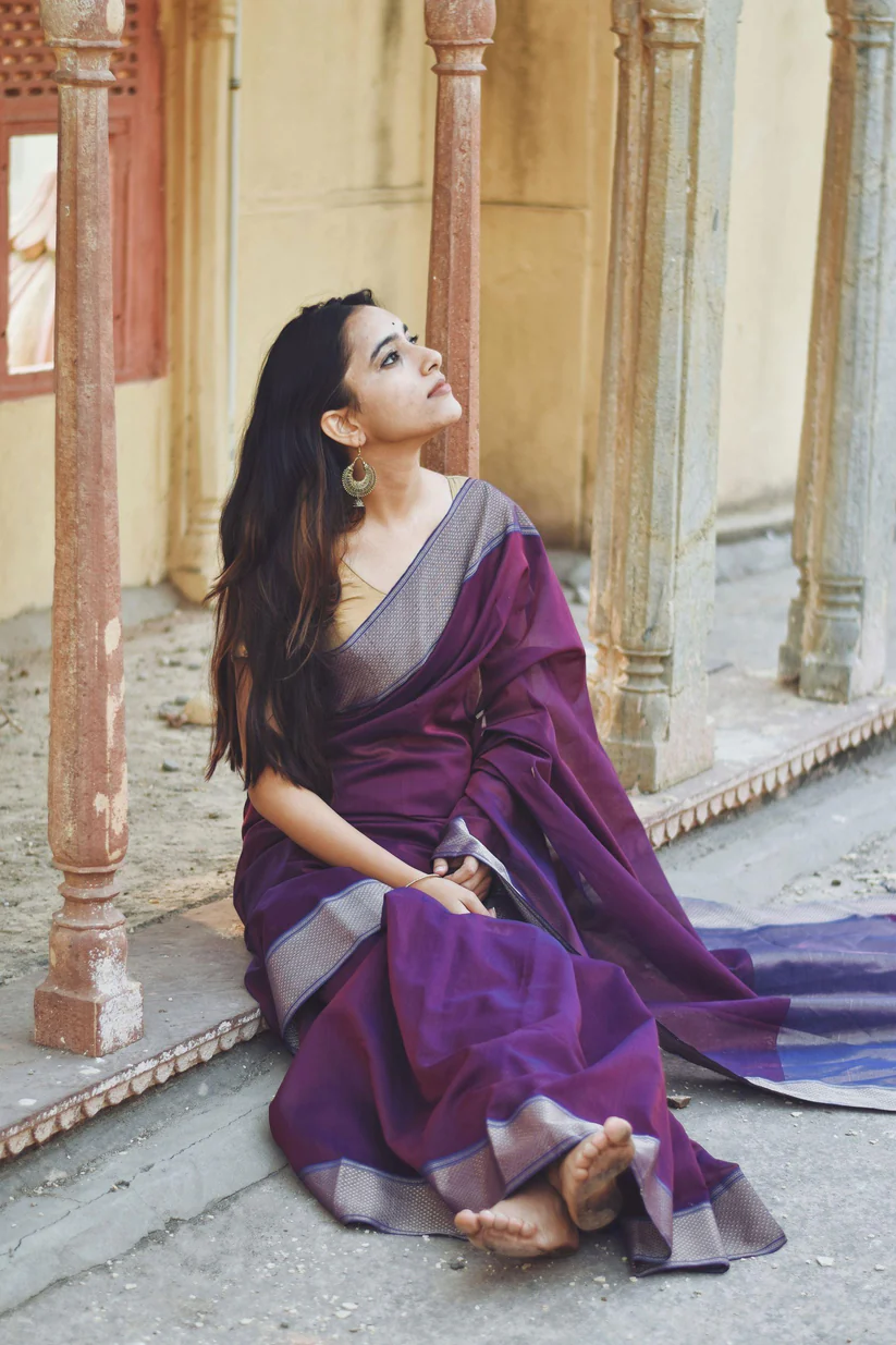 Maheswari Handloom saree – Seher – Purple zari